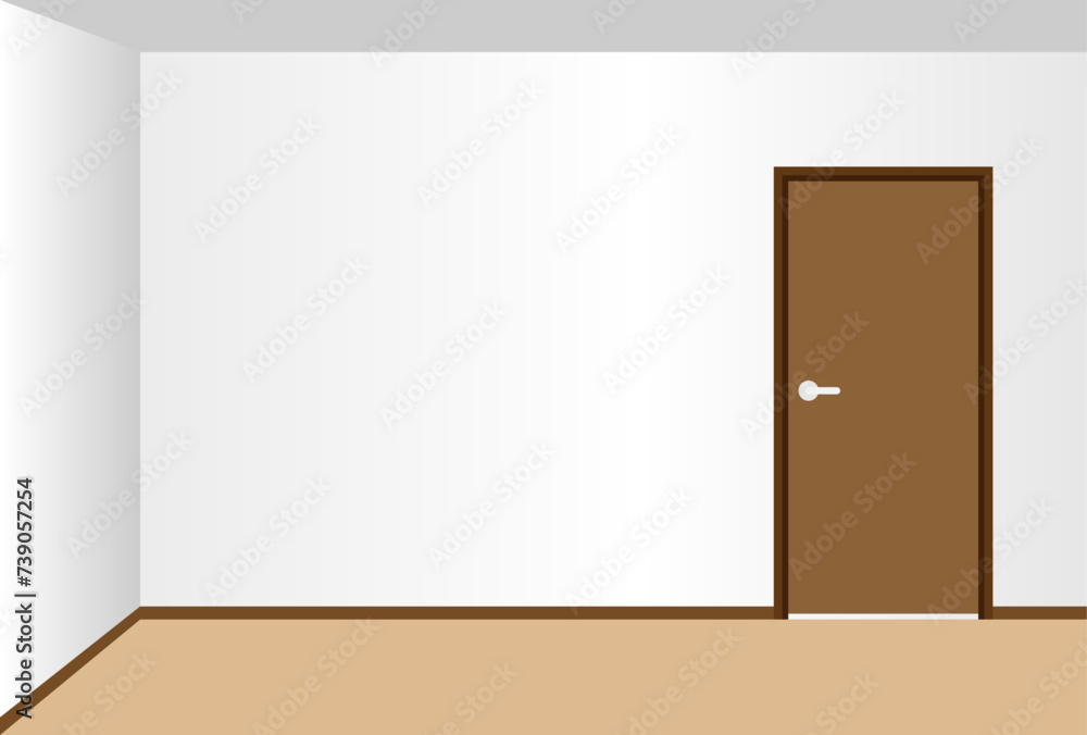 ドアのみのシンプルな部屋のイラスト ドアのみのシンプルな部屋のイラスト