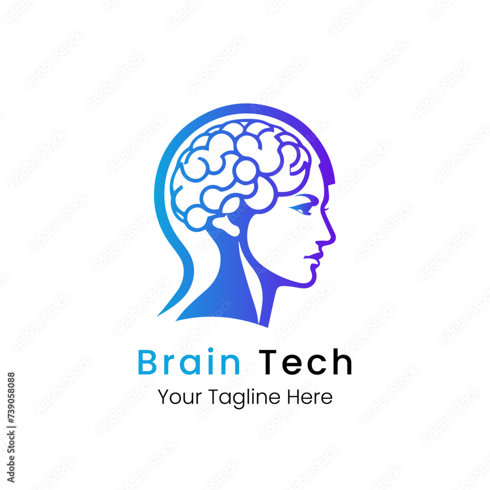 Smart brain tech logo vector design illustration