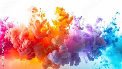 colorful ink sprayed on a white background