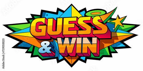Guess & Win text logo vector