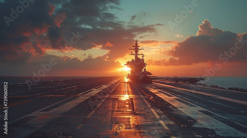 Command the skies with our aircraft carrier, a symbol of naval power and strategic dominance. Unleash air superiority, ensuring victory on every mission. photo
