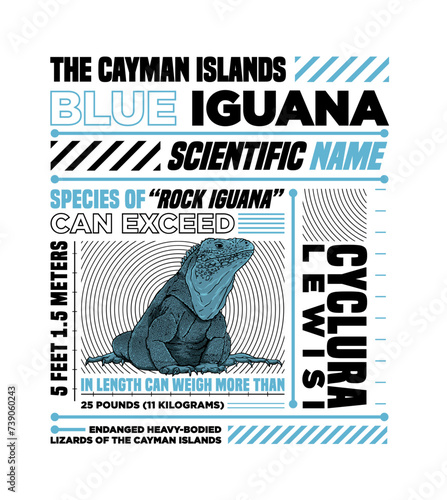  Streetwear design blue iguana Cayman Island