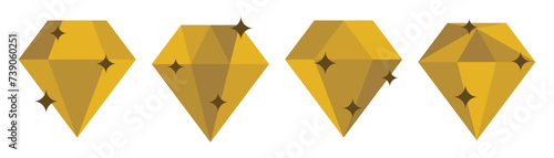 set of gold diamond icons, gemstone symbols. vector isolated on white background. luxury design for logo, poster, app, web, social media.