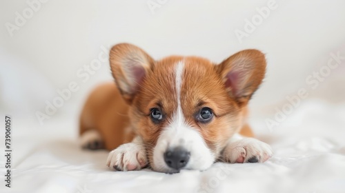 Cute Puppy Corgi Pembroke on a white background
