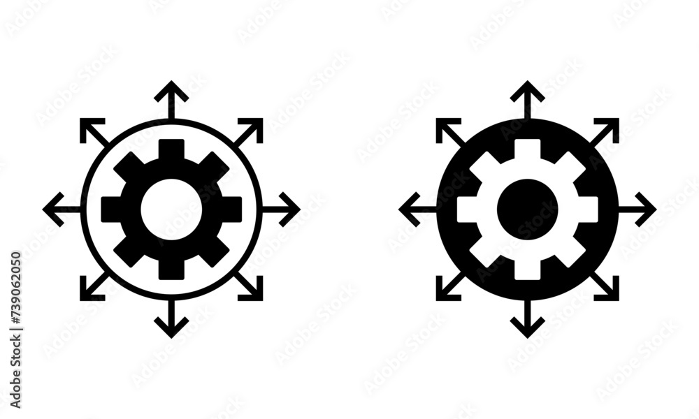 gears with expansion arrow icon vector gears with expansion arrow icon vector