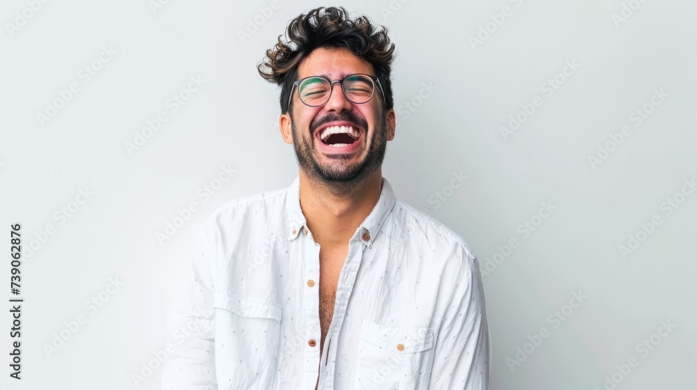 Young architect man over isolated white background laughing Young architect man over isolated white background laughing