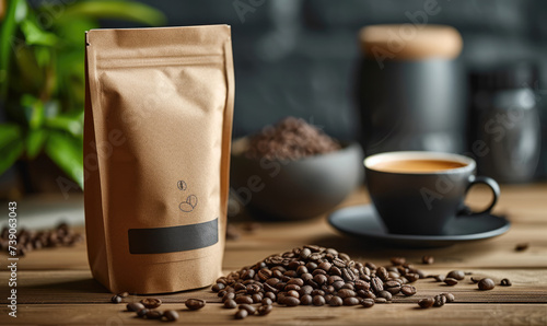 Savor the rich aroma and bold flavor of freshly brewed espresso, captured in a pristine white cup against a backdrop of dark roasted coffee beans.