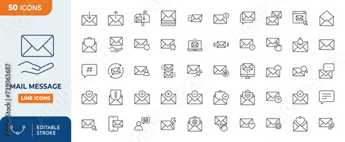 Mail message Line Editable Icons set. Editable stroke. Vector illustration	