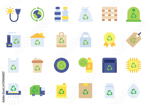 Recycling Station icon vector set. Recycling icon set. Recycling flat color icon collection