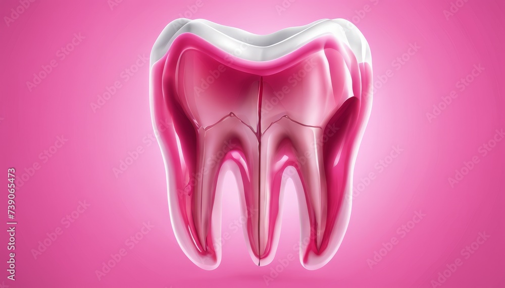 Vibrant dental implant in pink and white, set against a pink background Vibrant dental implant in pink and white, set against a pink background