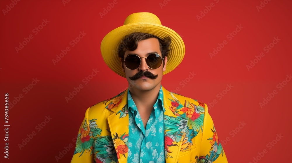Handsome young man with a mustache, retro style 80s. Handsome young man with a mustache, retro style 80s.