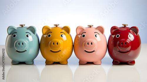 Save money, financial planning of personal finances and being thrifty concept theme with a pink piggy bank sitting on a pile of bronze and silver colored coins