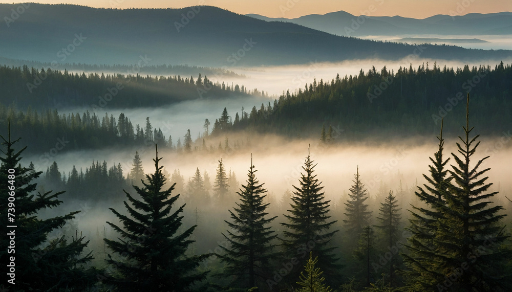 A spruce landscape zoom in on the dew kissed needles, each glistening in the soft light, while distant peaks fade into a dreamy mist and let the viewer feel the crispness of the air and the quiet anti A spruce landscape zoom in on the dew kissed needles, each glistening in the soft light, while distant peaks fade into a dreamy mist and let the viewer feel the crispness of the air and the quiet anti