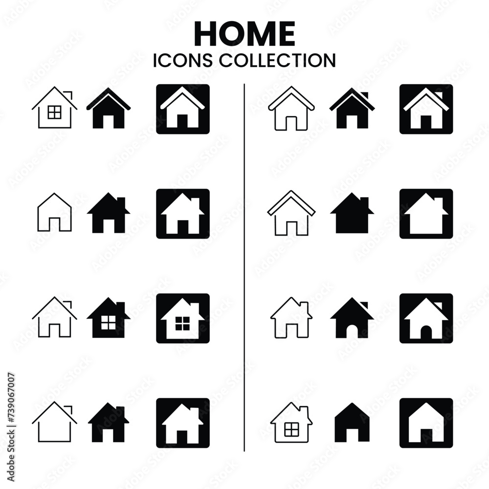 Vector set of house thin line icons. Vector set of house thin line icons.