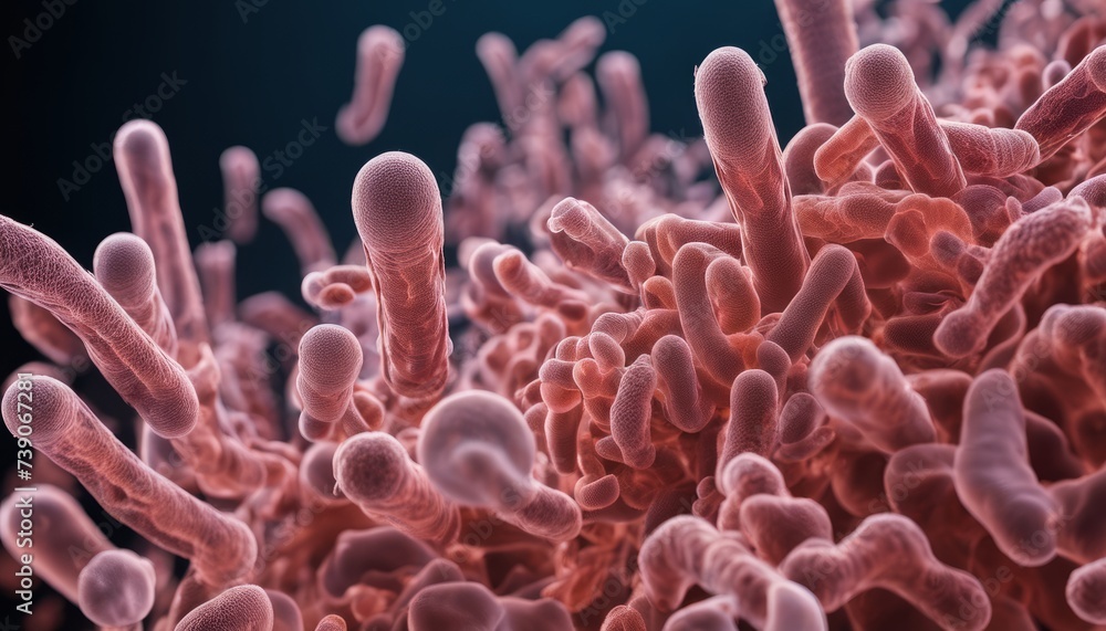 Microscopic view of a bacterial colony, magnified to reveal the ...