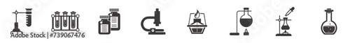 Chemistry and science black vector icon set.
