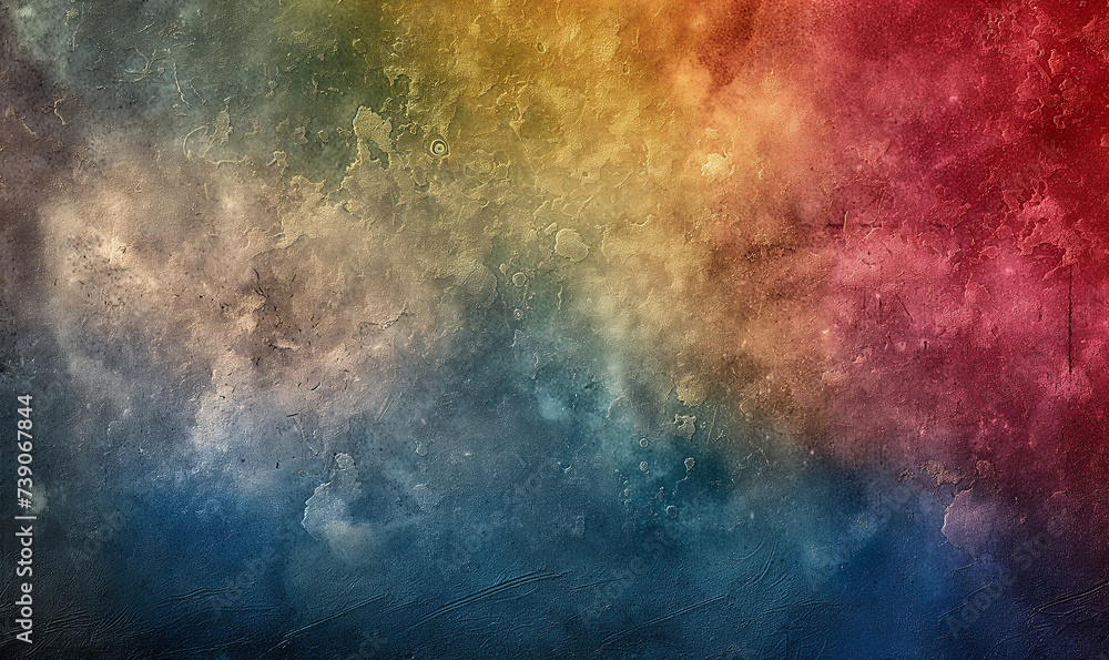 Abstract watercolor wallpaper grunge painting multicolored backdrop horizontal banner (orange, yellow, green, blue)