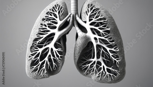  3D rendering of human lungs with intricate bronchial tree structure photo