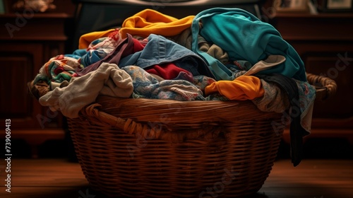 Image of basket full of dirty clothes. © kept