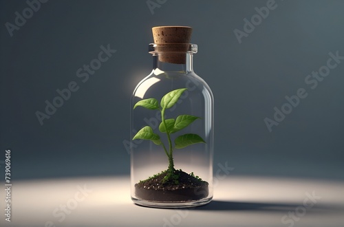 plant in a glass bottle