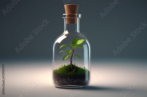 plant in glass bottle