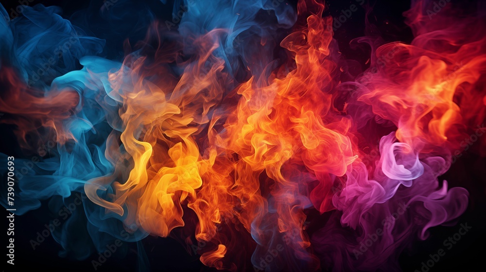 Image of different colored flames. - obrazy, fototapety, plakaty 