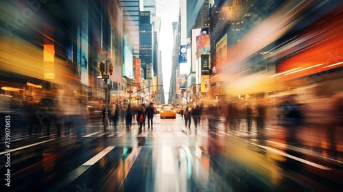 Image of city life, showcasing the mesmerizing motion blur of people.