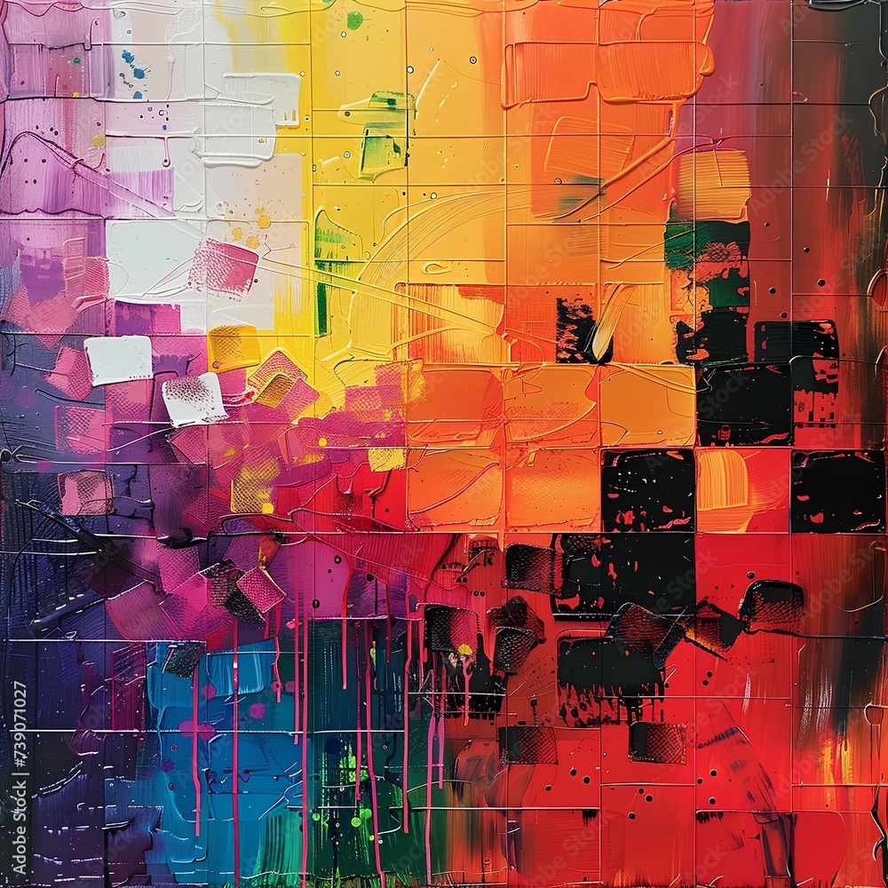 Vivid Colorful Abstract Mosaic Painting. generative AI