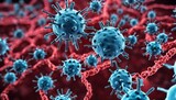  Viral Infection - A microscopic view of a virus invading host cells