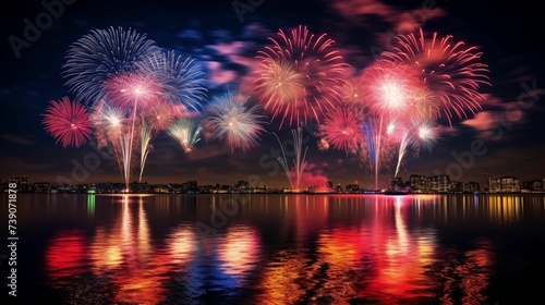 Image of fireworks lighting up the night sky.