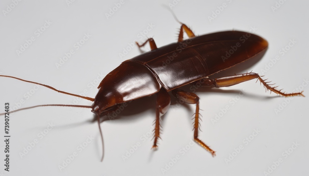 Close-up of a shiny brown beetle on a white background Close-up of a shiny brown beetle on a white background