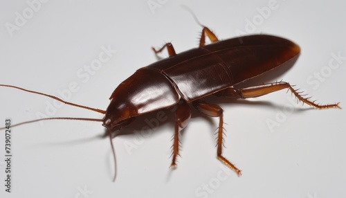 Close-up of a shiny brown beetle on a white background