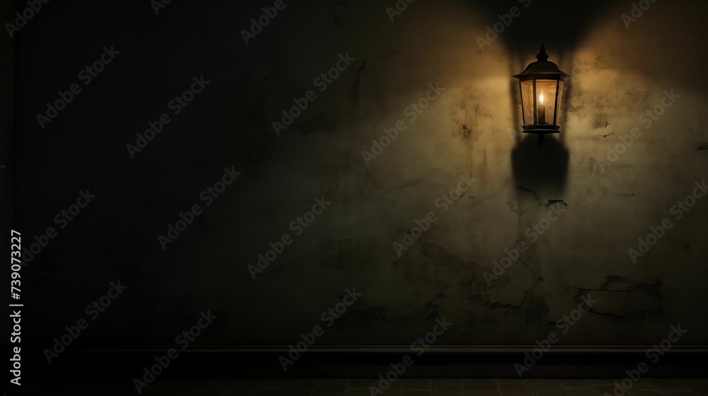 Image of light casting a glow on a wall in a dark room. Image of light casting a glow on a wall in a dark room.