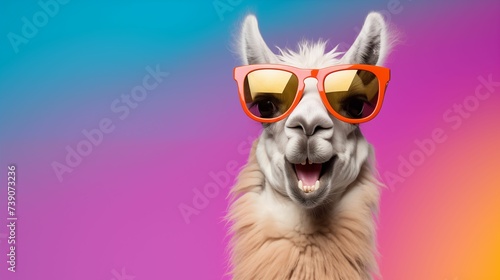 Image of llama wearing sunglasses. © kept