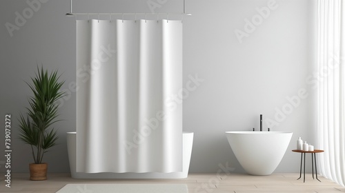 Image of minimalistic a white bathroom.