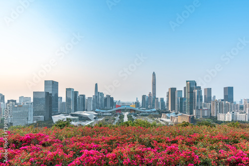 Scenery of the Central Axis Urban Skyline in Futian District, Shenzhen, Guangdong Province © WU