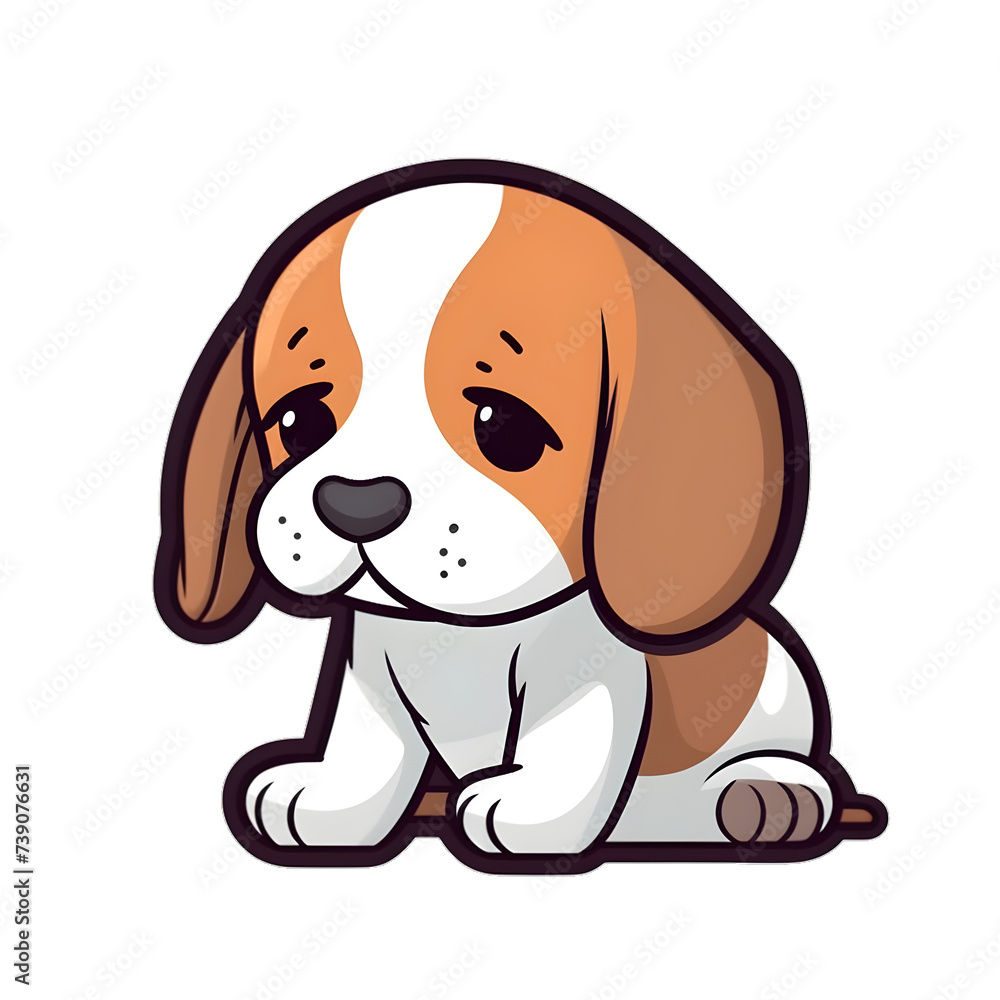 Cute cartoon sleepy beagle sticker illustration Cute cartoon sleepy beagle sticker illustration