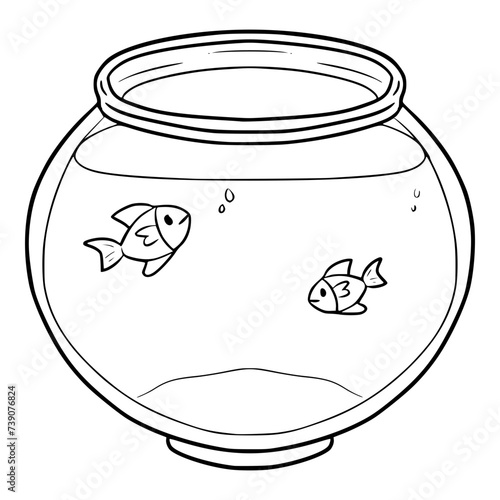 fishbowl illustration hand drawn outline isolated vector