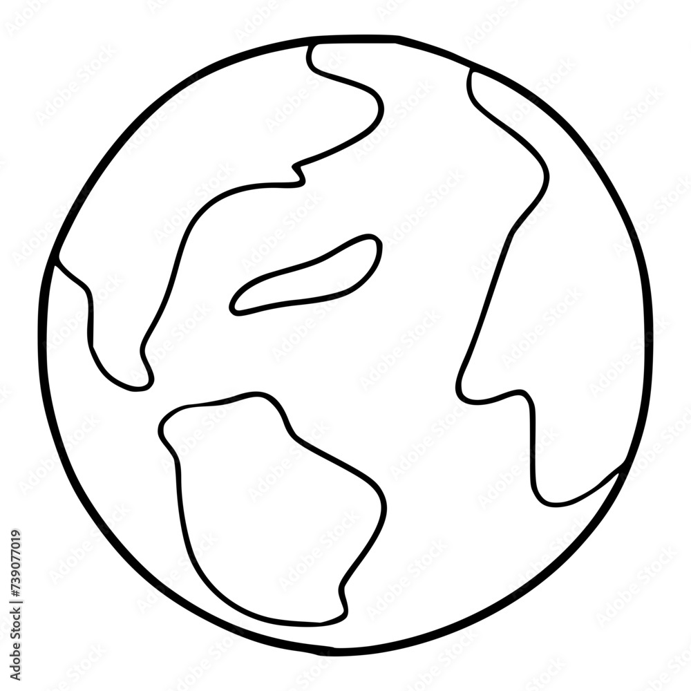 earth planet illustration hand drawn outline isolated vector earth planet illustration hand drawn outline isolated vector