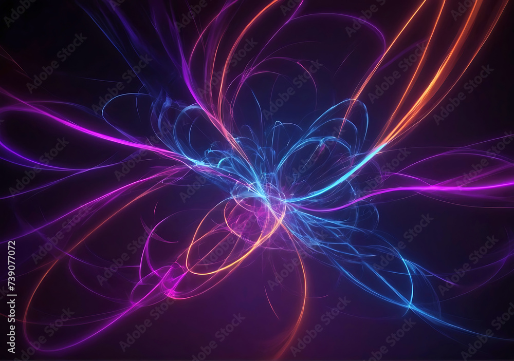 Neon lines shapes glow on dark background. abstract background Neon lines shapes glow on dark background. abstract background