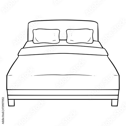 double bed illustration hand drawn outline isolated vector