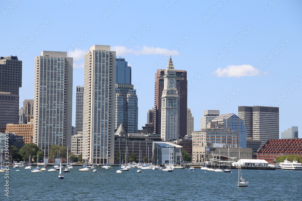 Scenic view of the Boston Harbour Skyline.