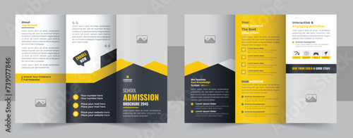 Creative kids back to school education admission trifold brochure template vector, Modern school trifold brochure design layout vector