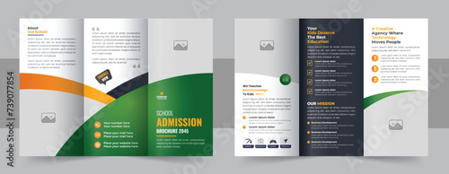Kids back to school admission trifold brochure layout, kids academy trifold brochure design template