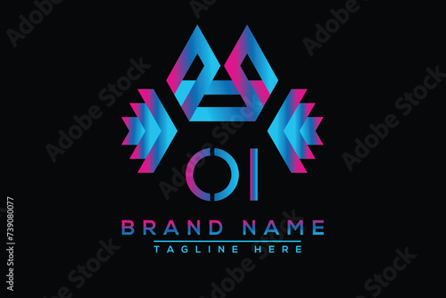Letter OI Blue logo design. Vector logo design for business.