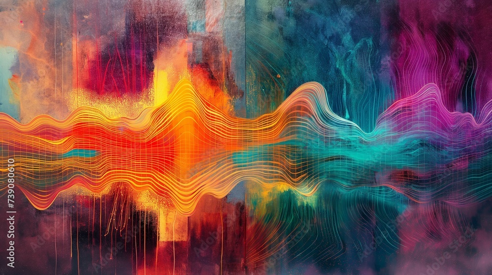 Vibrant and dynamic sound wave background.
