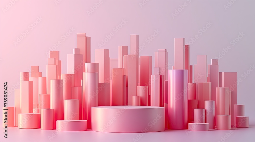 Pink product presentation podium with a bar chart Pink product presentation podium with a bar chart