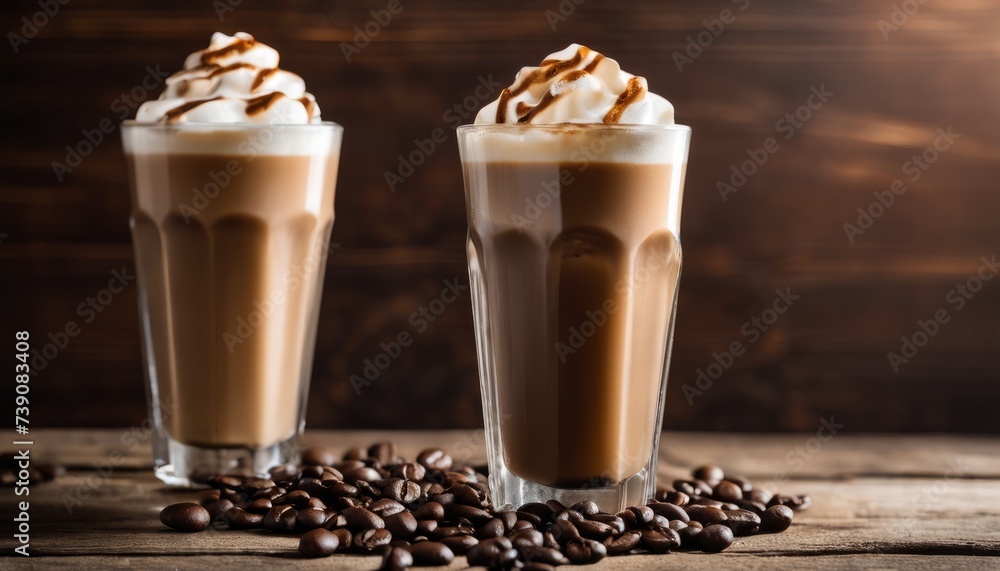 Coffee indulgence - Double delight with whipped cream and chocolate drizzle Coffee indulgence - Double delight with whipped cream and chocolate drizzle