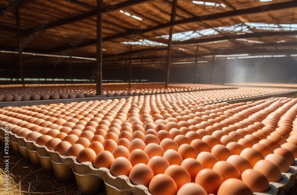 Naklejka premium Sustainable production and agriculture growth Poultry farming for eggs protein and livestock in the countryside and nature