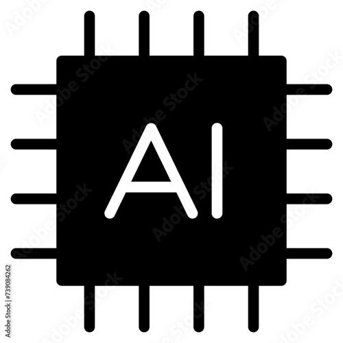 Circuit board of computer or Ai chip icon